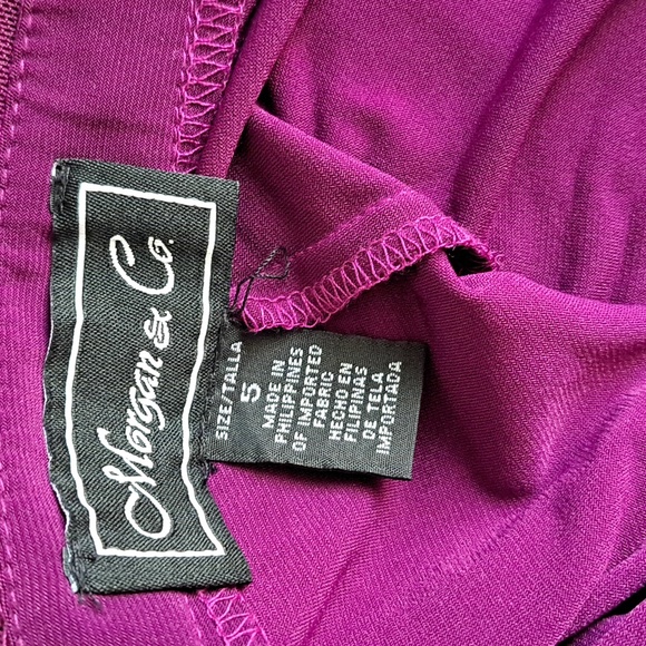 Morgan & Co Womens Purple Lace Trim Evening Dress Gown Junk Sz Small (5) - Picture 7 of 16